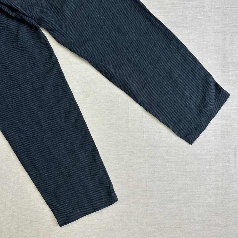 J Crew Oarsman 100% Linen Pants Straight Leg Stripe Beach Men Fits 36x31.5 Blue